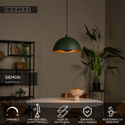 Lucide SIEMON - Suspension - Ø 40 cm - 1xE27 - Vert